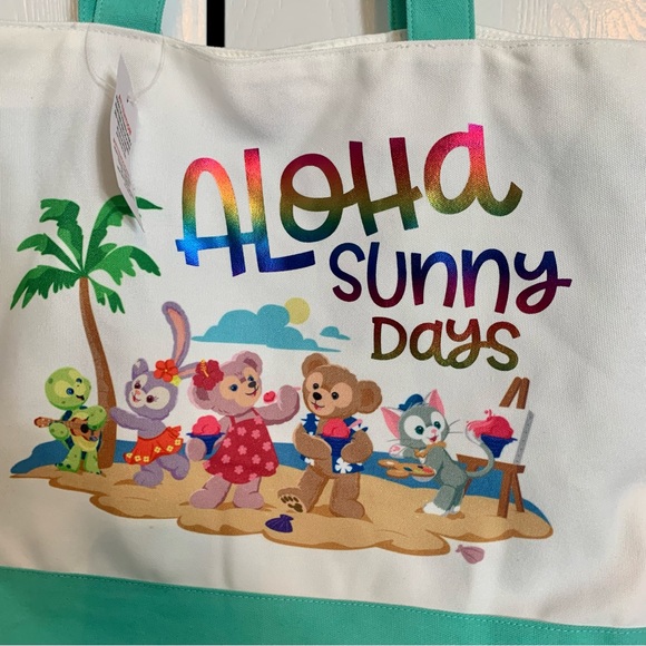 NWT. Disney Aloha Sunny Day Duffy & Friends bag, sea foam green accents … - Picture 2 of 11